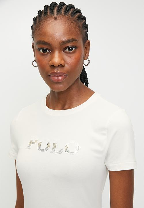 POLO - WMN MBALI SS SEQUIN T-SHIRT - OFF WHITE