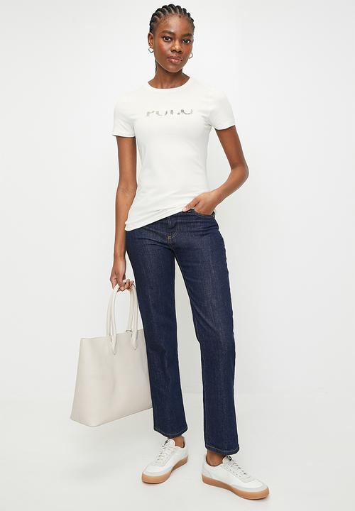 POLO - WMN MBALI SS SEQUIN T-SHIRT - OFF WHITE