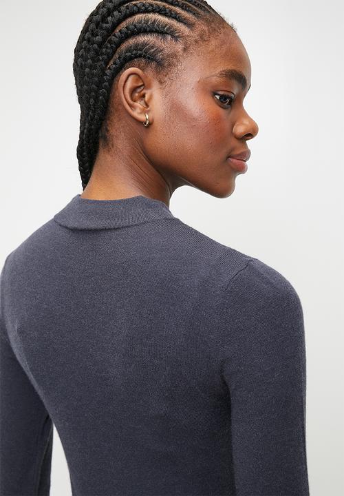 POLO - WMN RACHEL MOCK NECK KNIT - NAVY