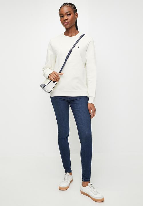 POLO - WMN LEE LS TEXTURED SWEAT TOP - OFF WHITE