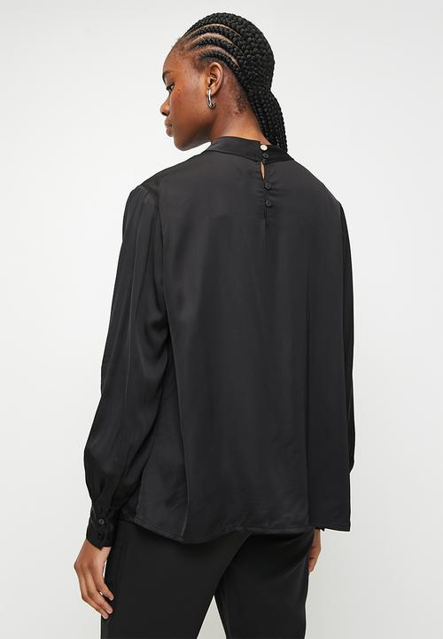 POLO - Wmn nadia long sleeve blouse - black
