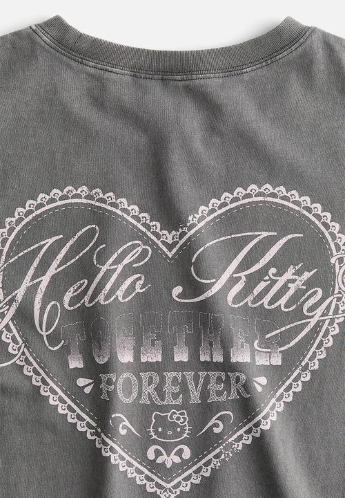 H&M - Oversized printed t-shirt - grey hello kitty