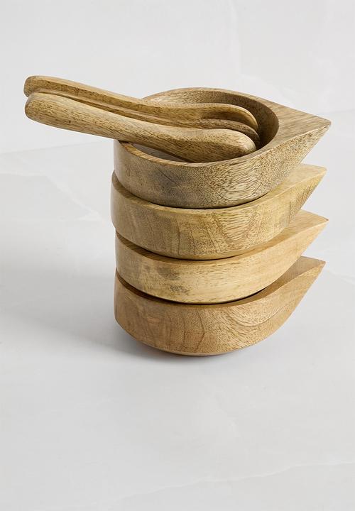 Sixth Floor - Wooden snack bowls set of 4 - Natural