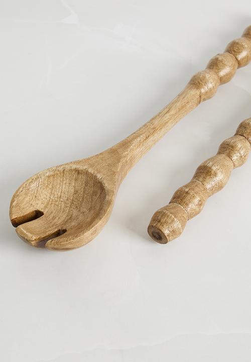 Sixth Floor - Wooden serving spoons set of 2 - Natural