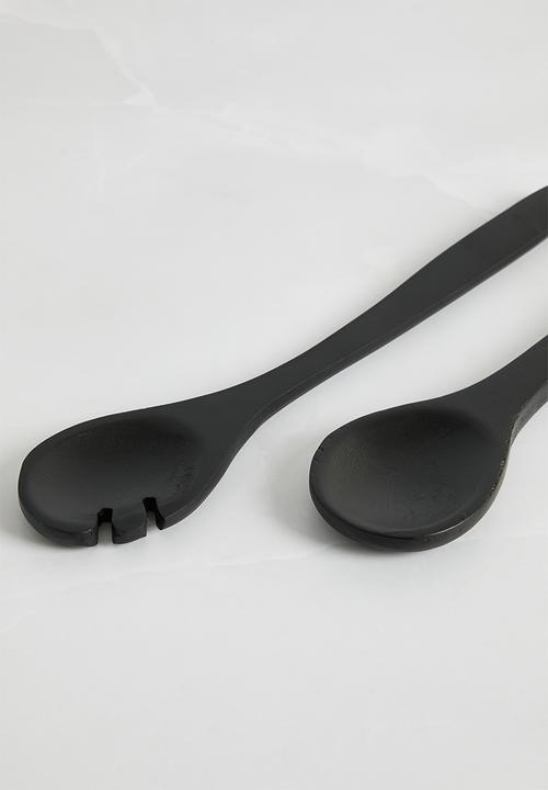 Sixth Floor - Noir black wooden serving spoons set of 2 - Black