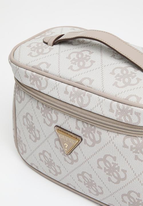 GUESS - Berta toiletry train case - dark taupe logo