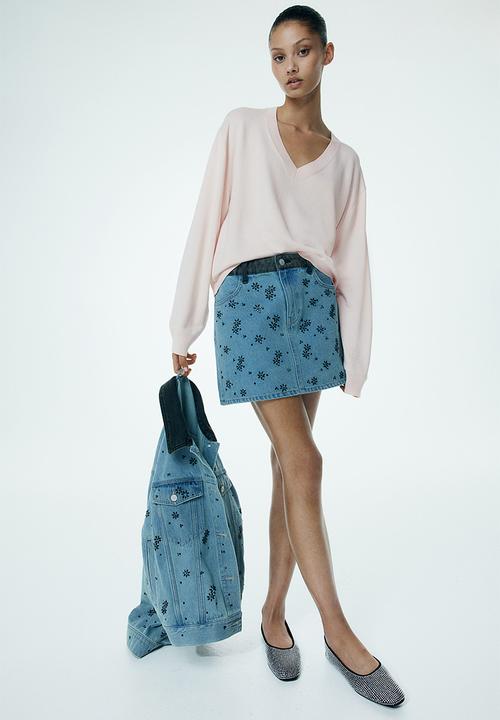 H&M - Fine-knit v-neck jumper - light pink