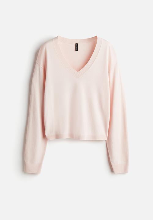 H&M - Fine-knit v-neck jumper - light pink