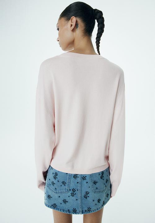 H&M - Fine-knit v-neck jumper - light pink