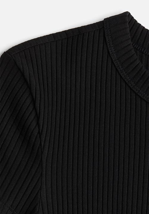 H&M - Ribbed t-shirt - black