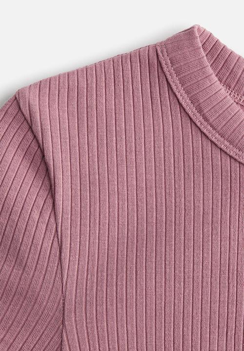 H&M - Ribbed t-shirt - dusty pink