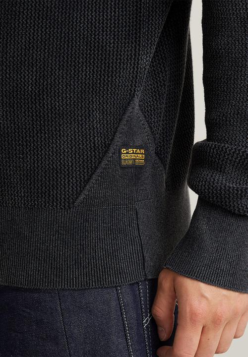 G-STAR - Serrated full zip knit - blue
