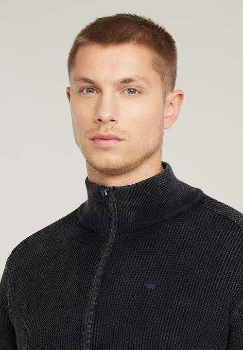 G-STAR - Serrated full zip knit - blue