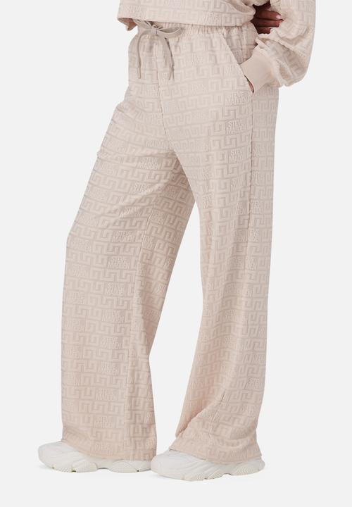 Steve Madden - Chaya wide leg jogger with embossed logo - stone