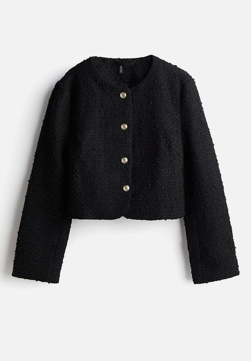 H&M - Short bouclé jacket - black
