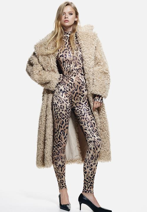 H&M - Long-sleeved unitard - beige & leopard print