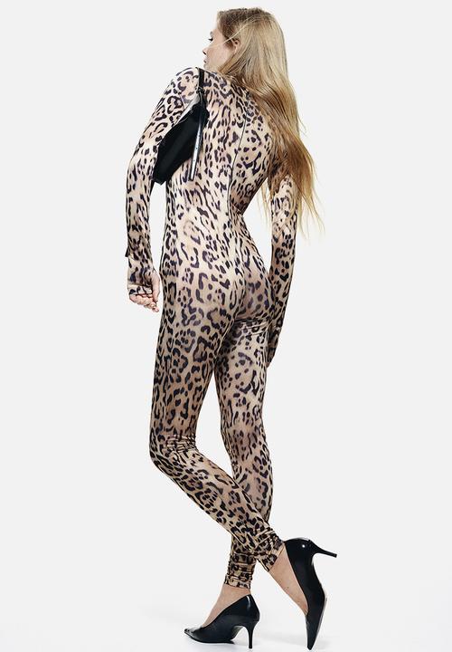H&M - Long-sleeved unitard - beige & leopard print