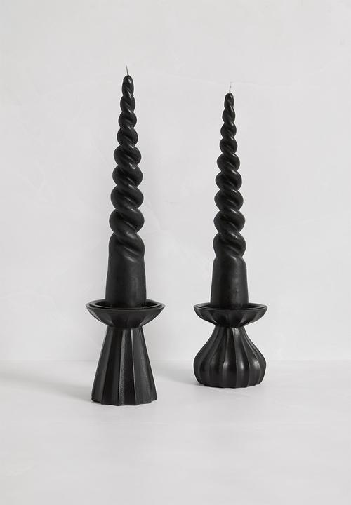 Sixth Floor - Set 2 Twisted Cone Candle - Black