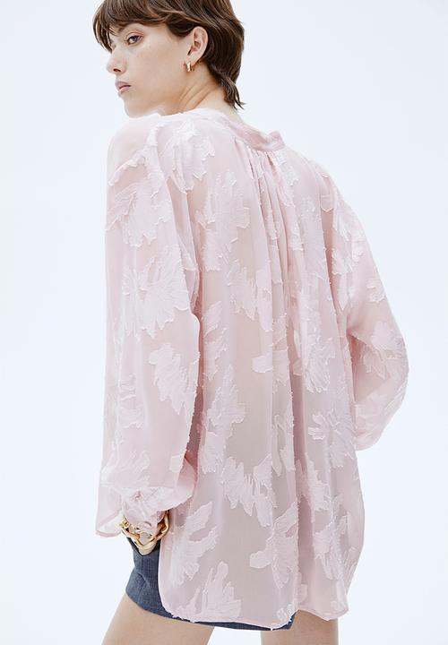 H&M - Jacquard-weave blouse - light dusty pink