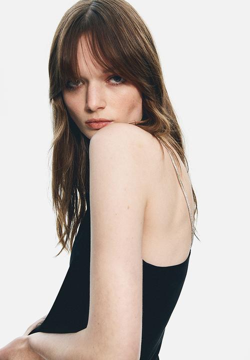 H&M - Rhinestone-strap top - black