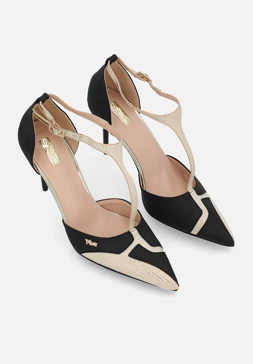 Plum - Isabel ankle strap - black & gold