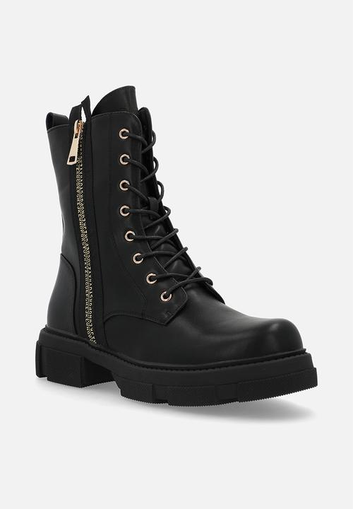 Plum - Zenith lace-up boot - black