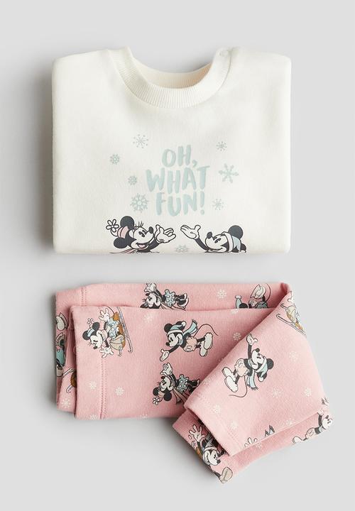 H&M - 2 Piece printed sweatshirt set - pink/minnie mouse 