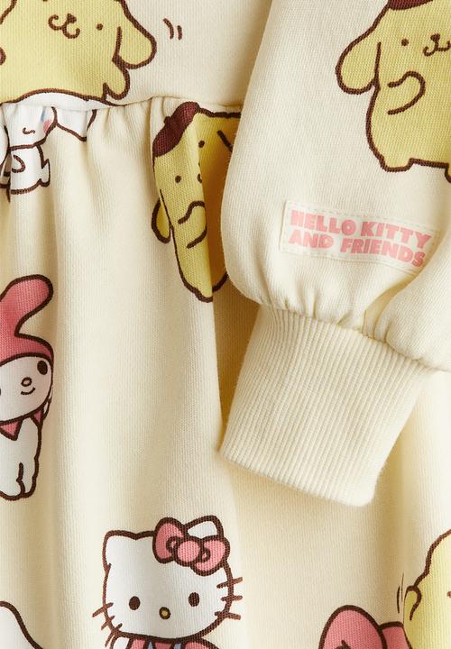 H&M - Patterned sweatshirt dress - light yellow pompompurin