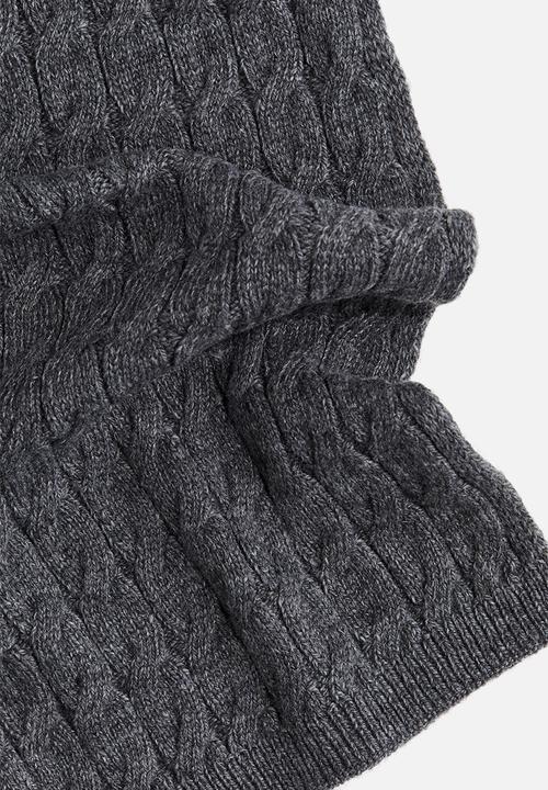 H&M - Cable-knit scarf - dark grey marl 