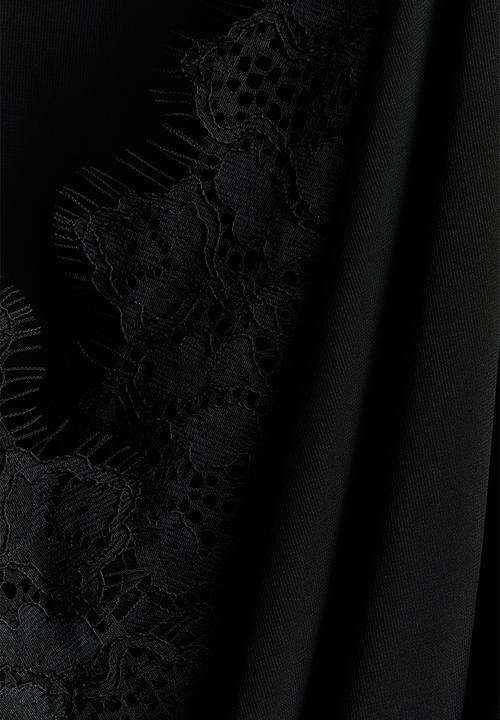 H&M - Draped lace-trimmed body - black