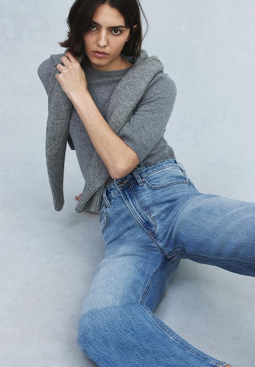H&M - Wide high cropped jeans - light denim blue