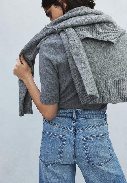 H&M - Wide high cropped jeans - light denim blue