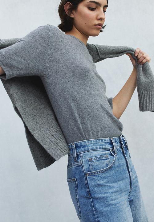 H&M - Wide high cropped jeans - light denim blue
