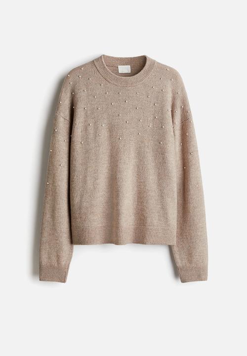 H&M - Embellished jumper - beige marl beads