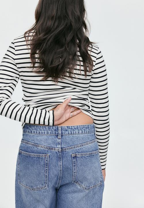 H&M - Ribbed cotton top - white striped