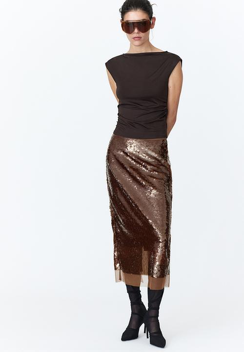 H&M - Boat-neck top - dark brown
