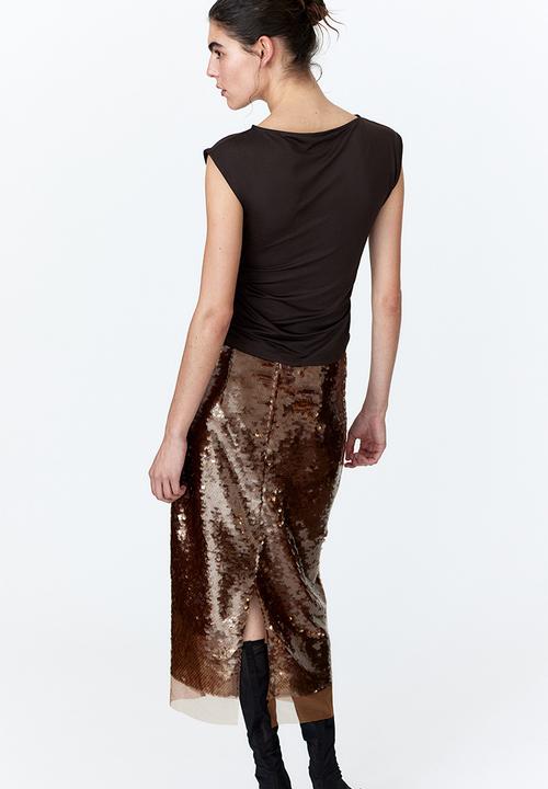 H&M - Boat-neck top - dark brown