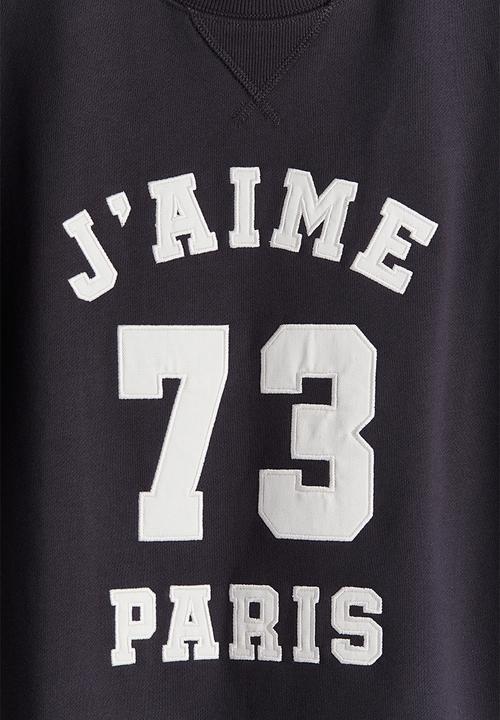 H&M - Text-motif sweatshirt - dark grey paris