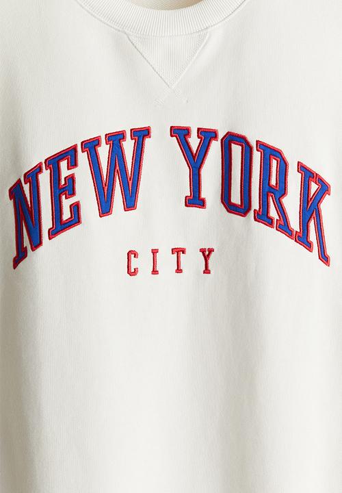 H&M - Text-motif sweatshirt - white new york