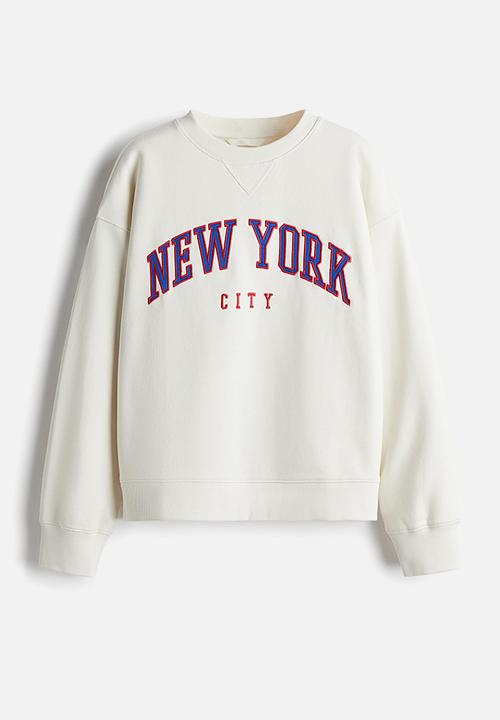 H&M - Text-motif sweatshirt - white new york