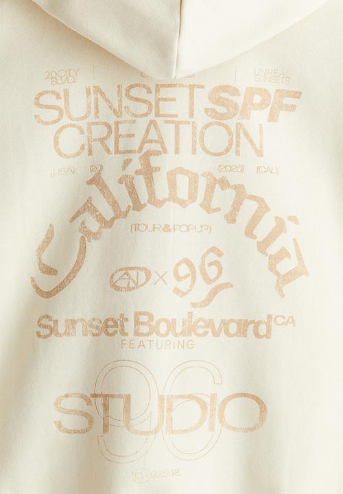 H&M - Oversized zip-through hoodie - light beige california