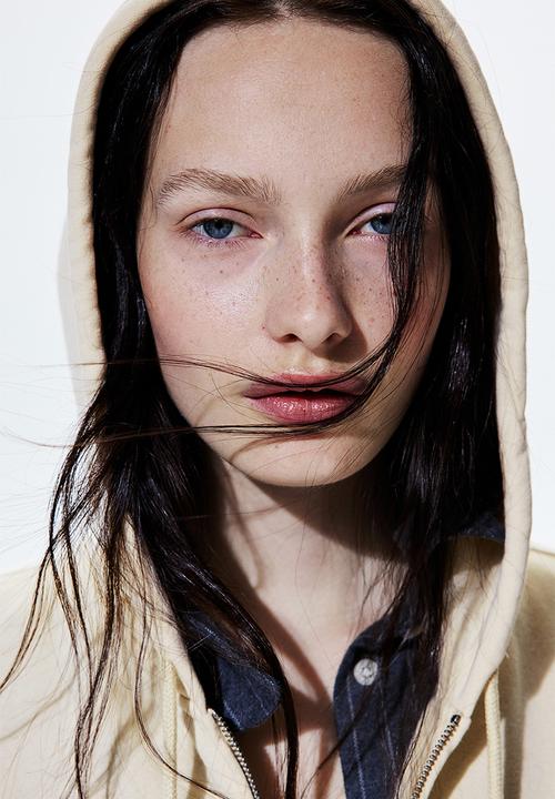 H&M - Oversized zip-through hoodie - light beige california