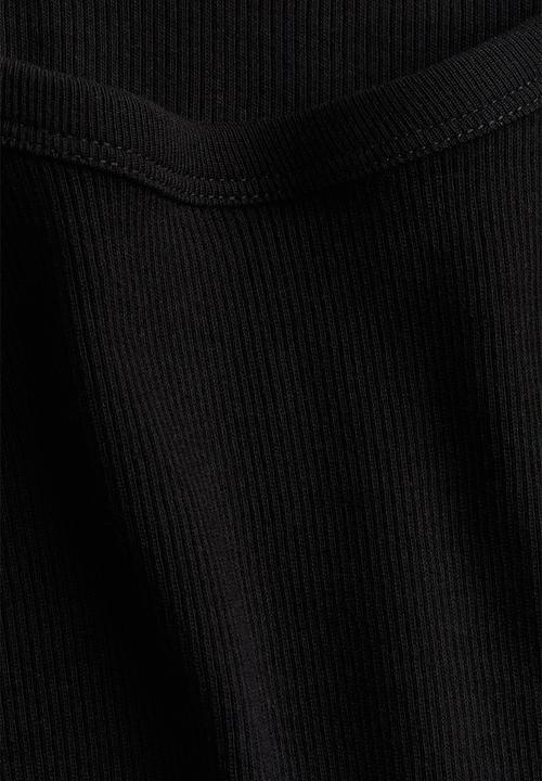 H&M - Ribbed cotton top - black
