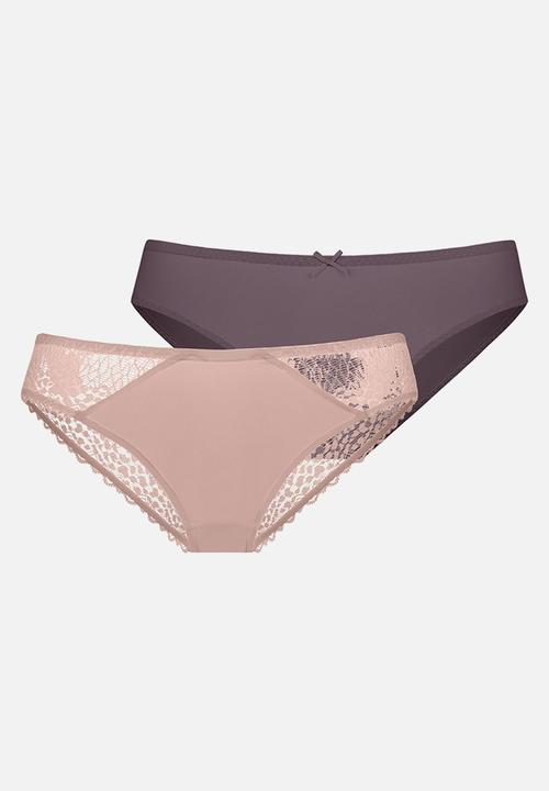 DORINA - Plus Amora 2 pack brief - beige/purple