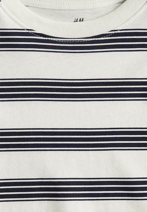 H&M - Long-sleeved cotton T-shirt - white/black striped 