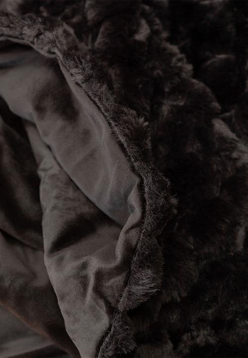 Linen House - Arctic Faux Fur Throw Midnight 50x200