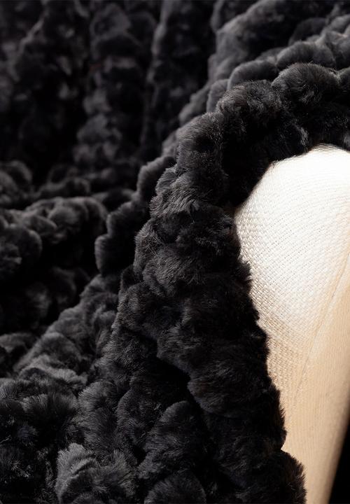 Linen House - Arctic Faux Fur Throw Midnight 50x200