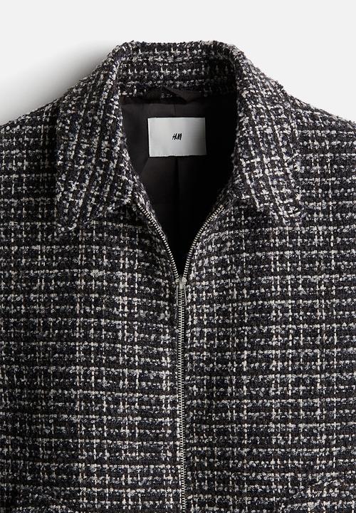 H&M - Regular fit tweed overshirt - dark grey patterned 