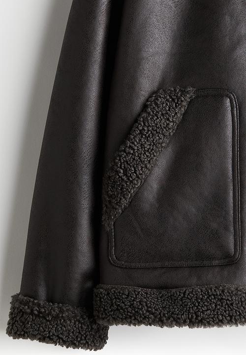 H&M - Regular fit teddy-trimmed jacket - dark brown