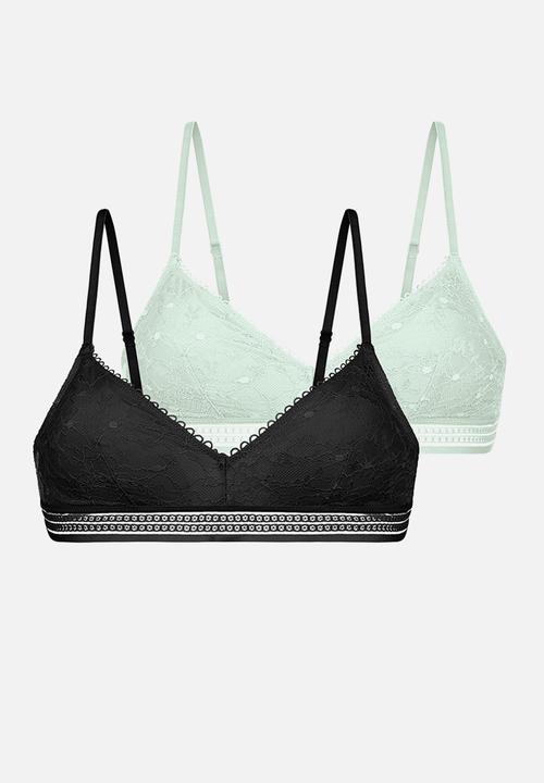 DORINA - 2 pack Anika bralette - black/green